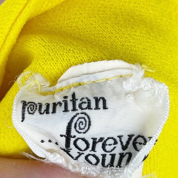 Vintage 60s 70s Puritan Young Forever Yellow Blue Floral Hostess Long Maxi Dress - Picture 7 of 15